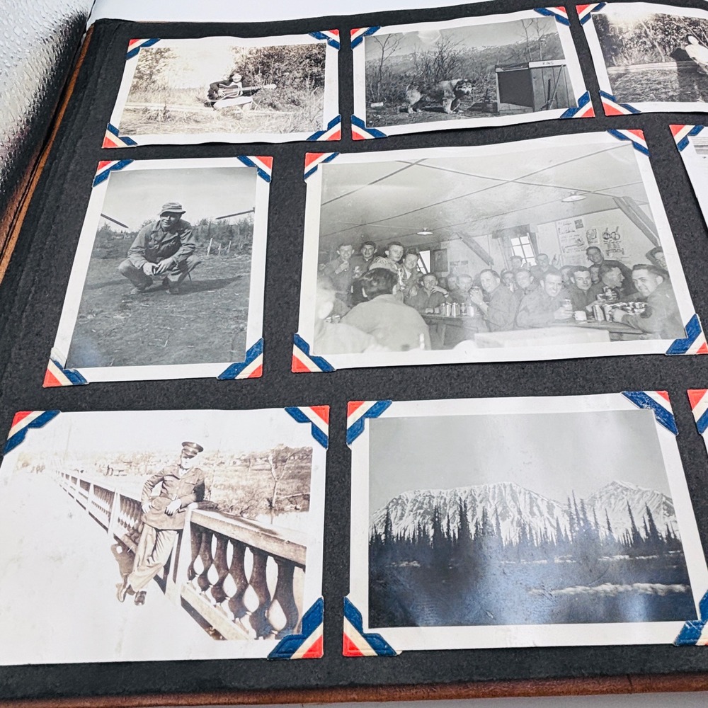 RARE WWII Leather Photo Album Military 1940s Photos captured Japanese Flag
